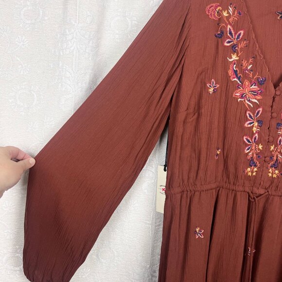 Idyllwind floral embroidered mini dress rust brown fueled by Miranda Lambert - Picture 4 of 11